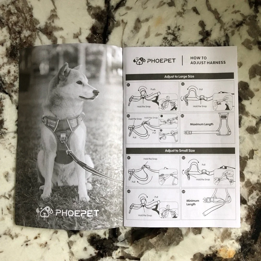 PHOEPET Dog Adjustable Harness in Black and Green